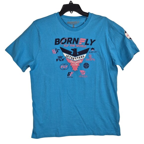 Born Fly Other - Born Fly Men's T-Shirt Size XL Embroidery Blue Cloud Hoppers Airlines (42)